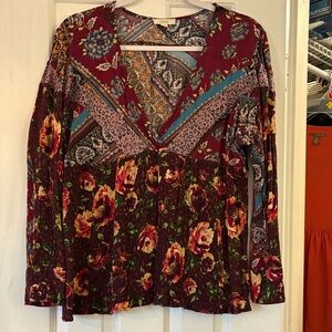 ODDY Multicolor Floral Patchwork Blouse